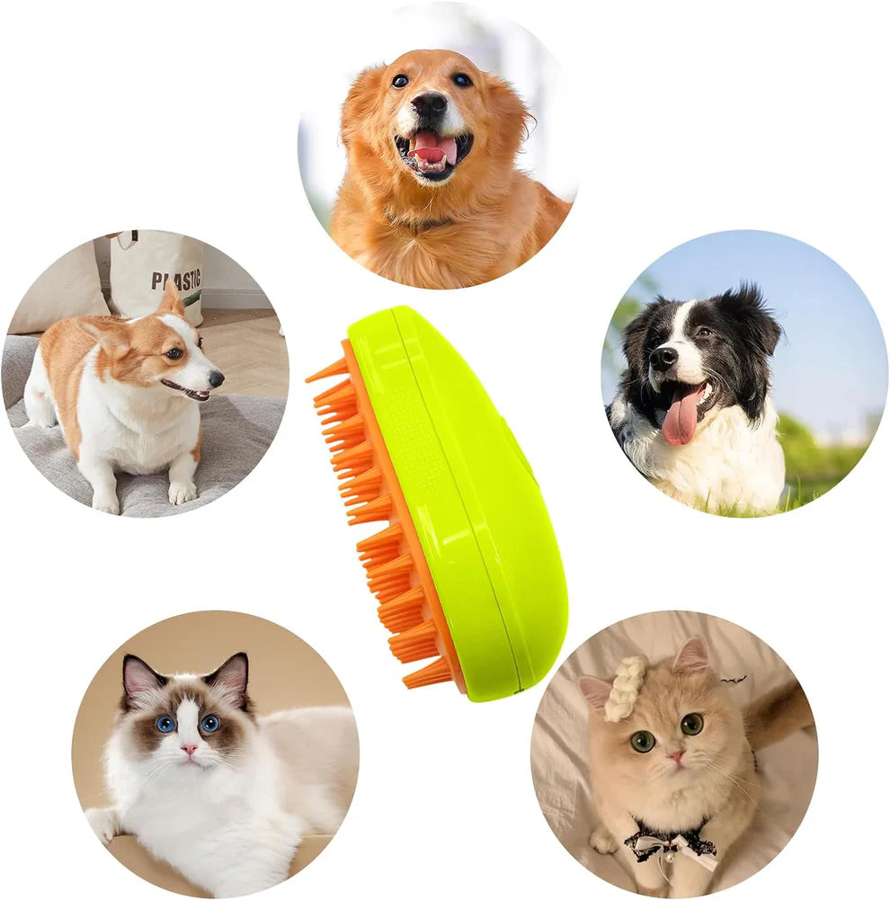 3-in-1 Cat Steamy Brush โ Self-Cleaning Pet Grooming & Hair Removal Combo