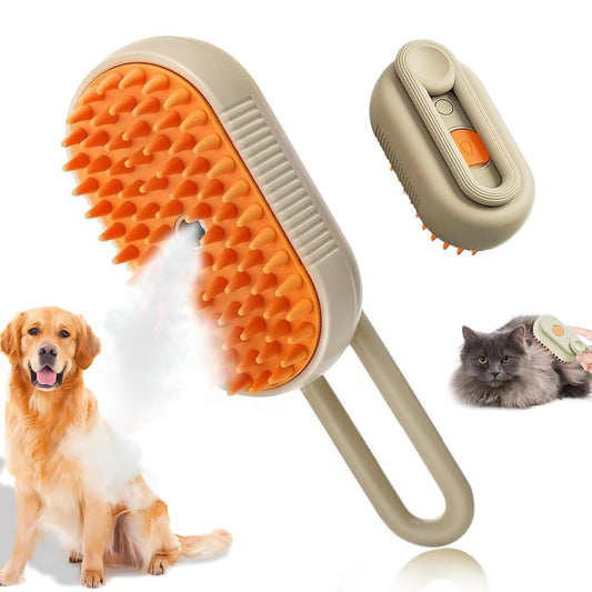 Hair Brush For Dog, Cat, Cleaning Brush, Pet Hair Remover, Bathing Steam Brush, One-Touch Spray, Cat Comb Brush For Shedding, Dog Accessories (Set of 1, Orange)